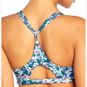 CYCLE HOUSE BY MARIKA Blue Coral Splatter Keyhole Camila Racerback Sports Bra